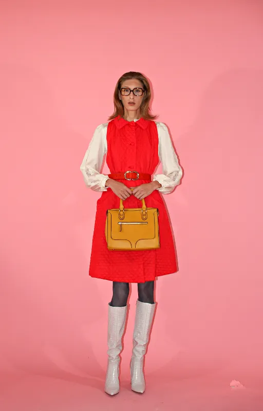 1960s Red Quilted Dress