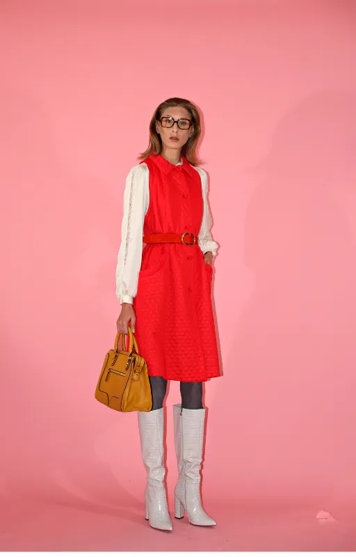 1960s Red Quilted Dress
