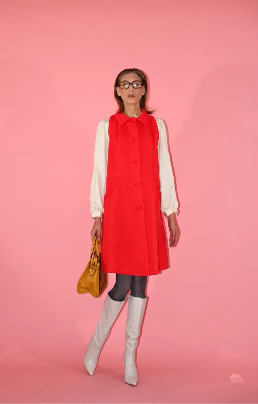 1960s Red Quilted Dress