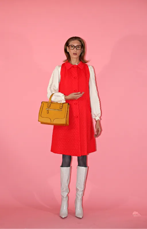 1960s Red Quilted Dress