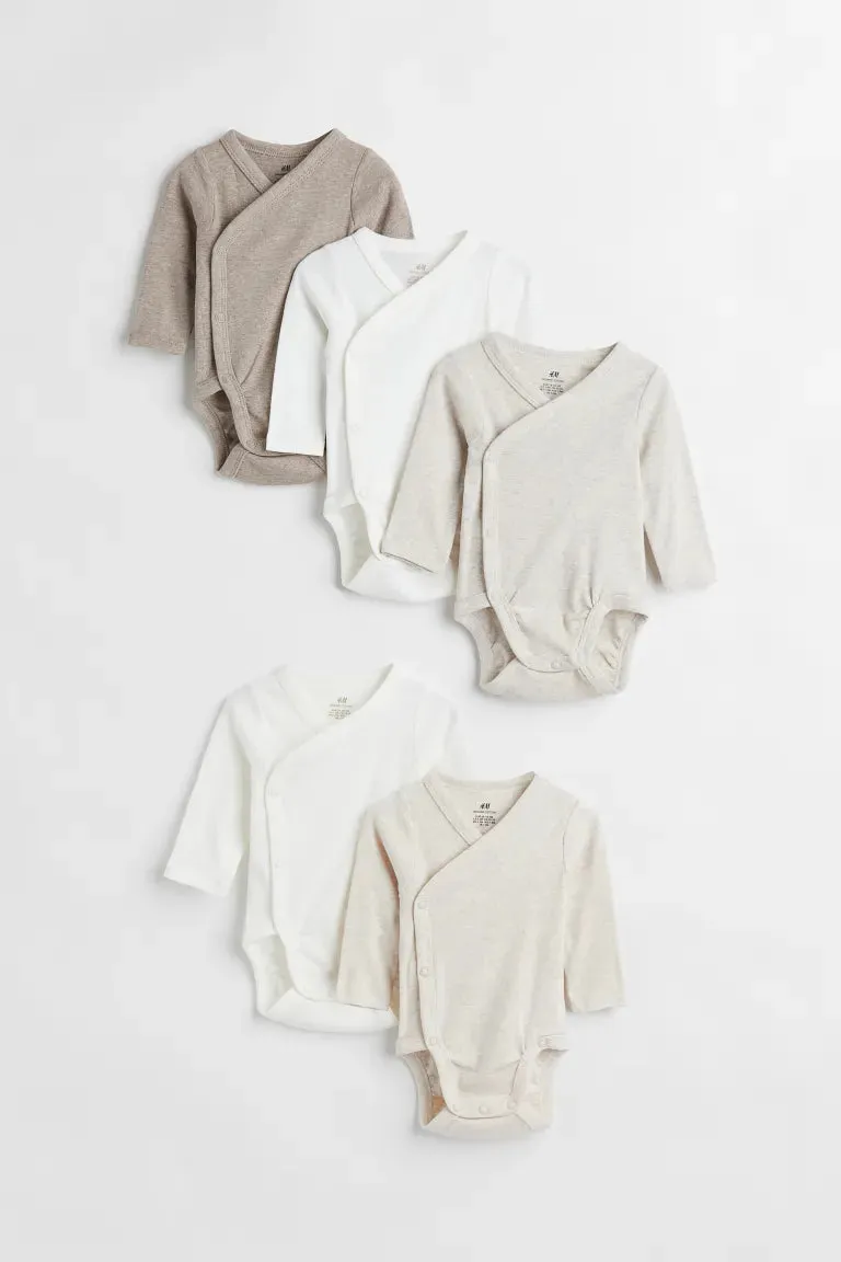 5 H&M wrap bodysuits, beige/natural white
