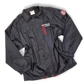 Adidas FC BAYERN MÜNCHEN Track Jacket Size Large Black with Multicolor Graphic Full Front Zipper Long Sleeve