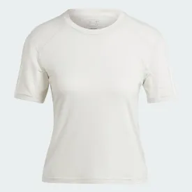 ADIDAS TRAIN ESSENTIALS TRAIN COTTON 3-STRIPES CROP T-SHIRT - GREY