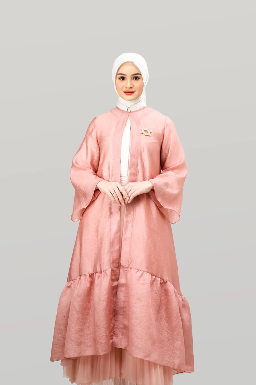 Aerish Abaya Outer Apricot Blush