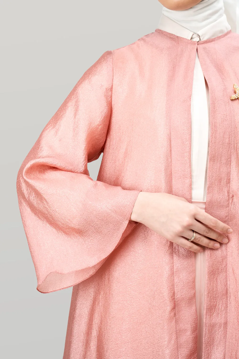 Aerish Abaya Outer Apricot Blush