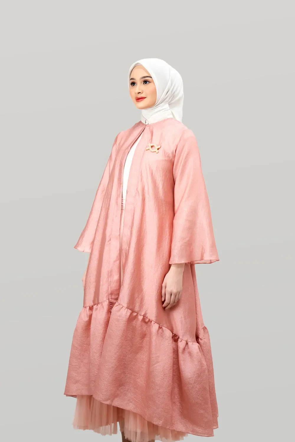 Aerish Abaya Outer Apricot Blush