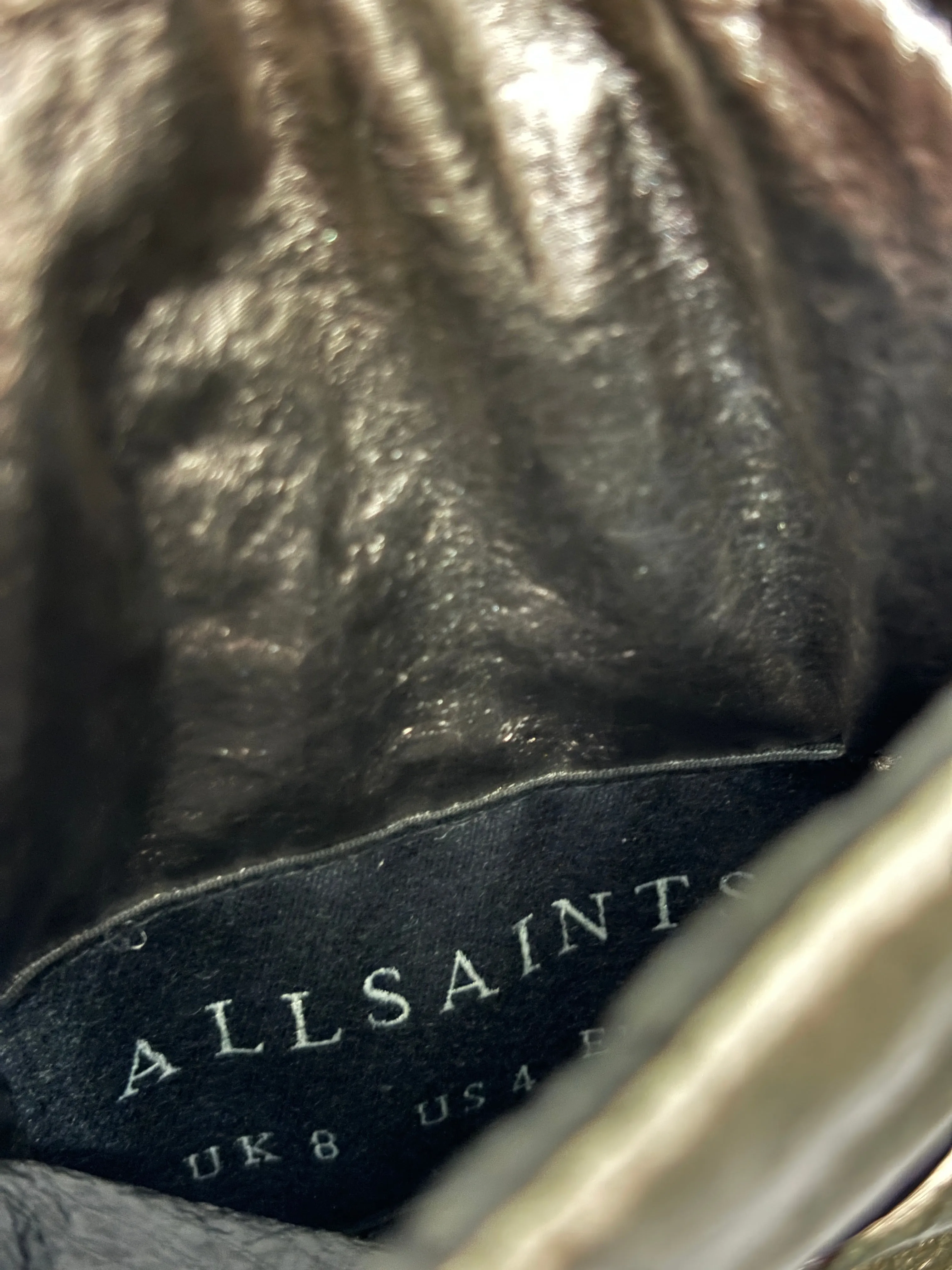 AllSaints Black and Silver Phyllis Quilted Reversible Jacket 8