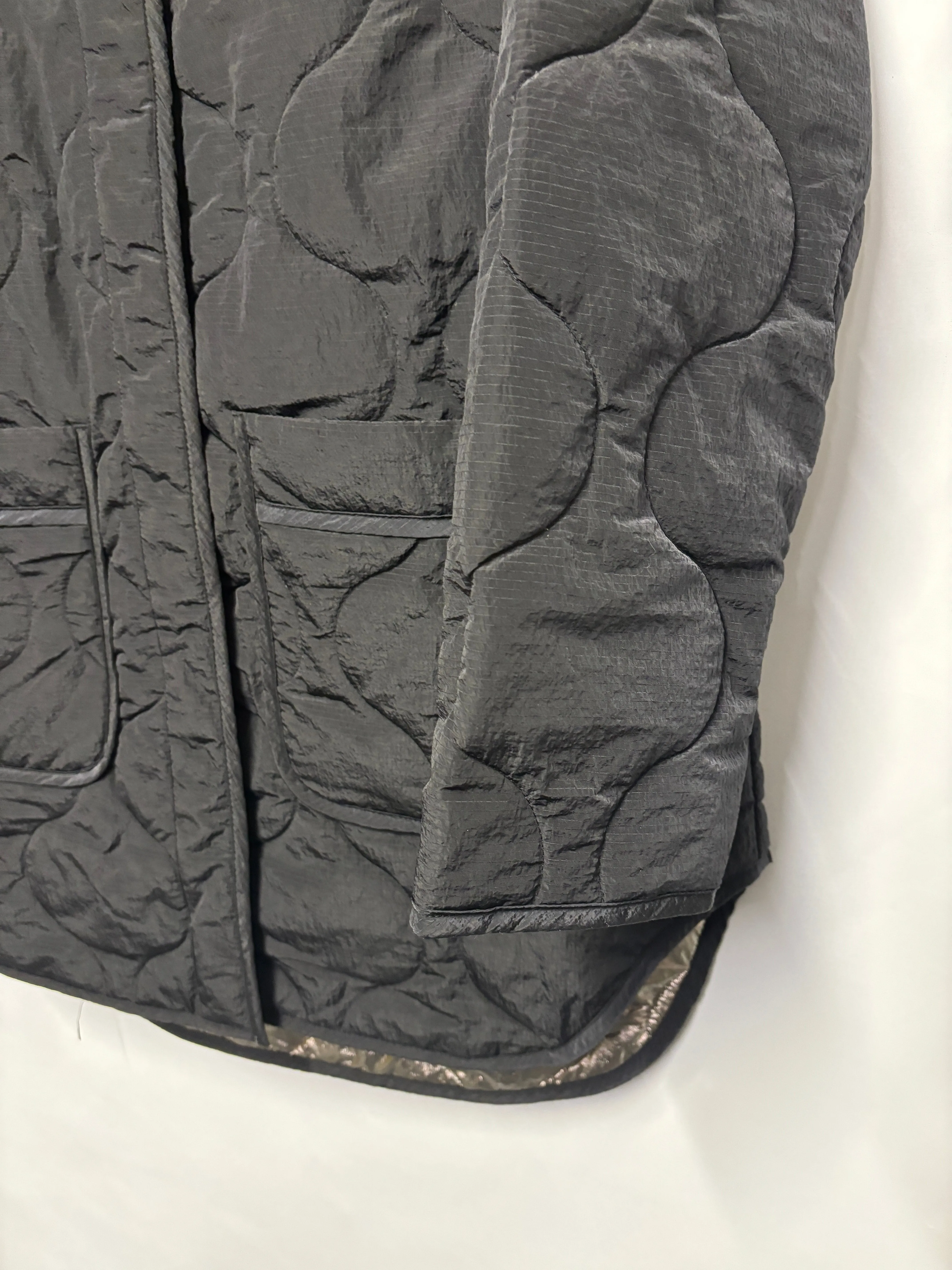 AllSaints Black and Silver Phyllis Quilted Reversible Jacket 8
