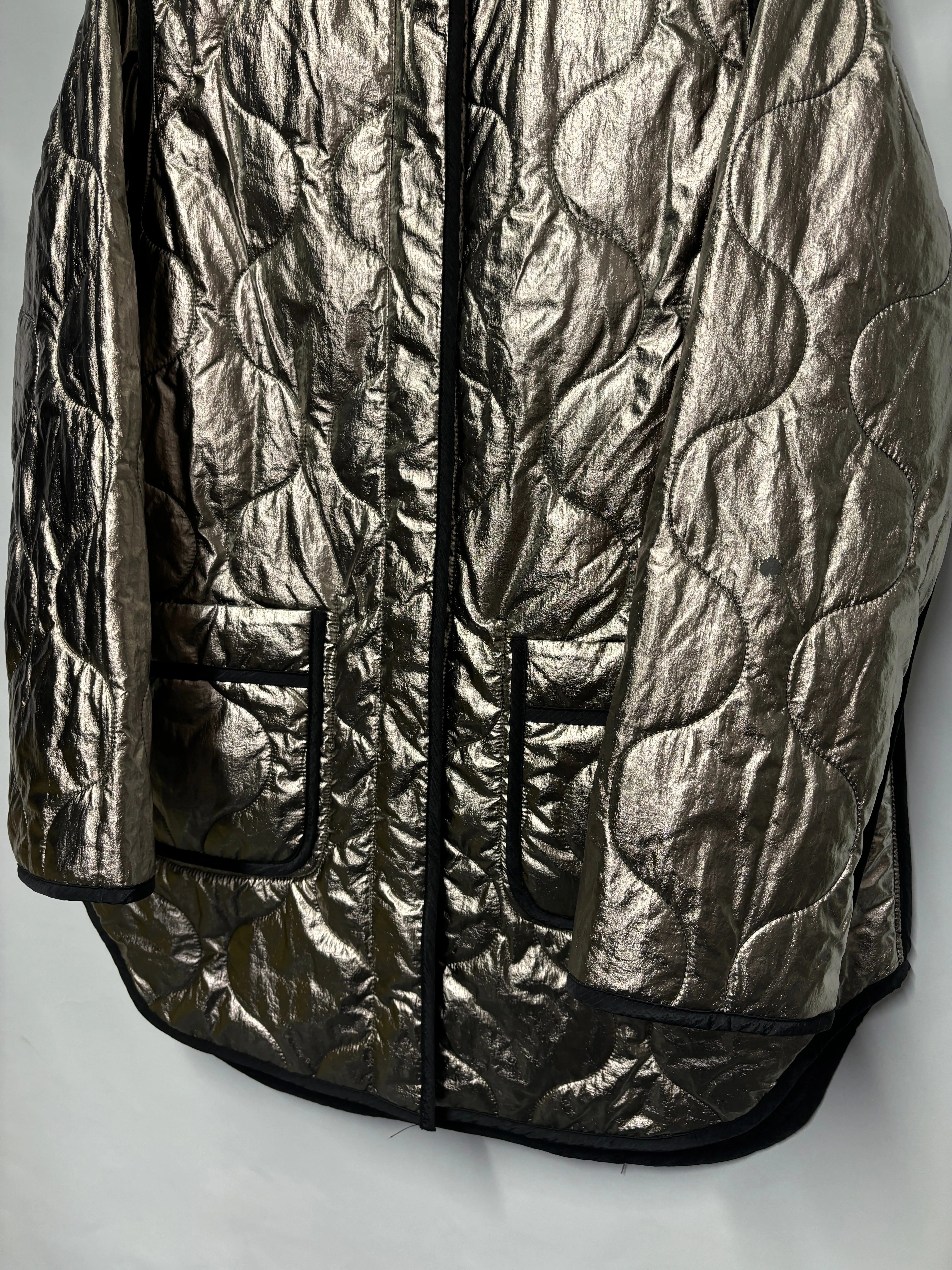 AllSaints Black and Silver Phyllis Quilted Reversible Jacket 8