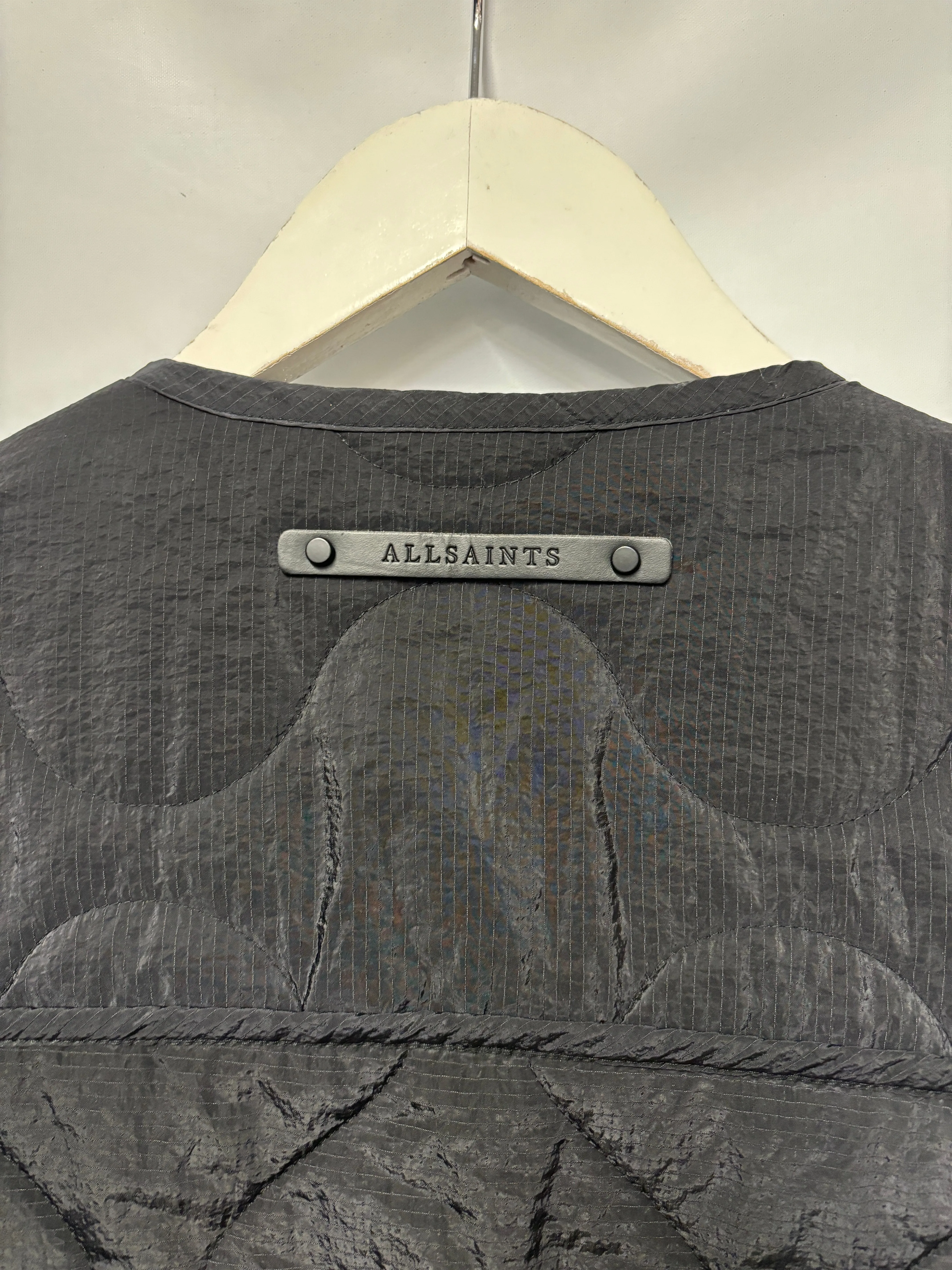 AllSaints Black and Silver Phyllis Quilted Reversible Jacket 8