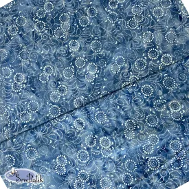 Batik Cotton Jersey Knit - Medora Flora - Azure [ 16" CUT ONLY ]