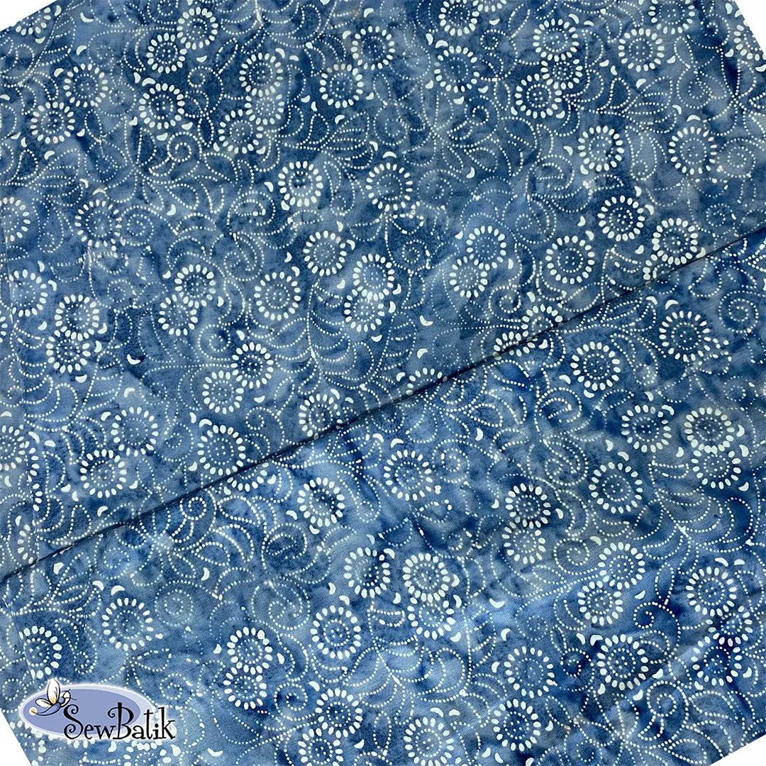 Batik Cotton Jersey Knit - Medora Flora - Azure [ 16" CUT ONLY ]