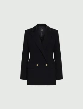 black long envers satin blazer