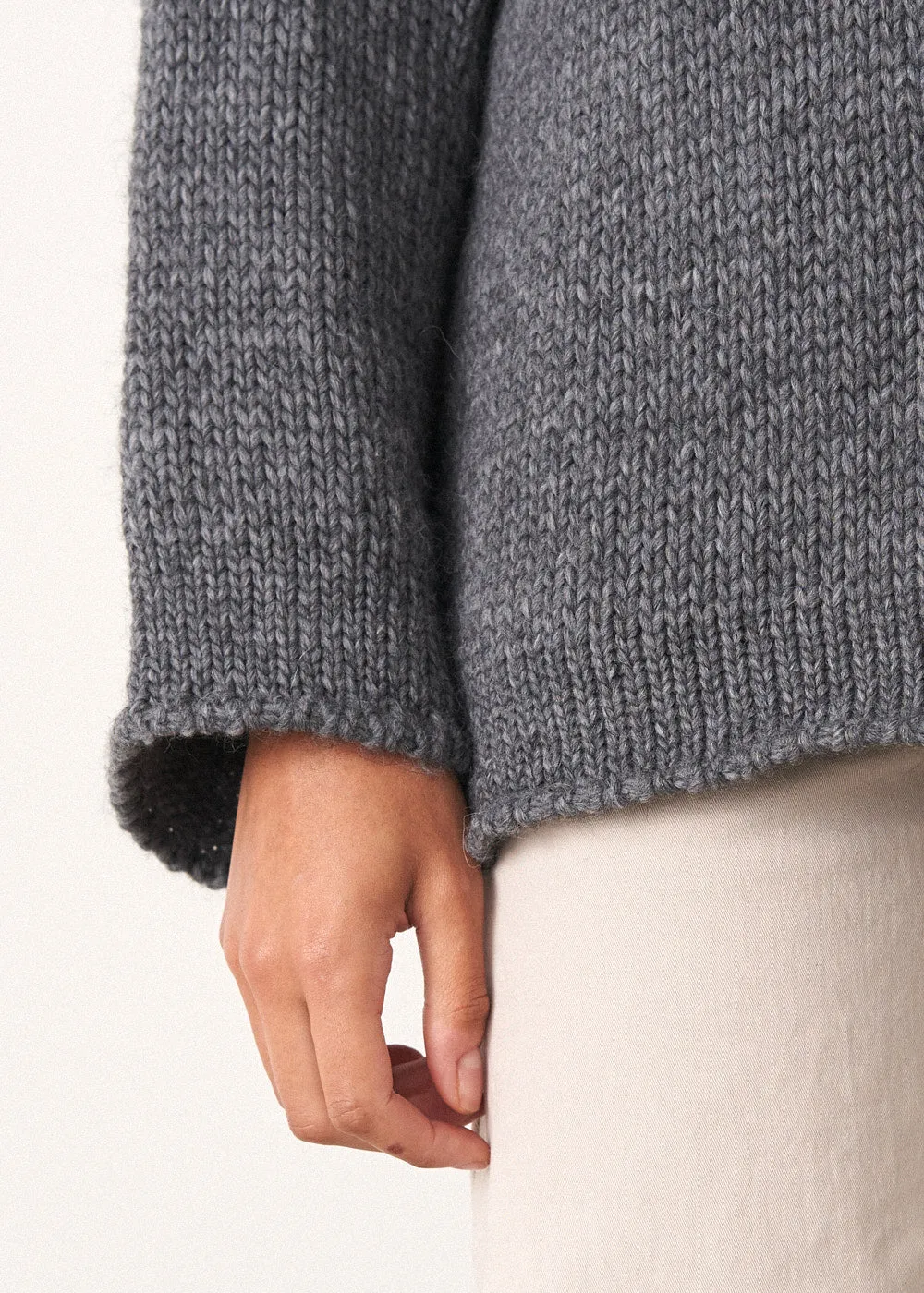 BRIAR CHUNKY ROLL NECK SWEATER - CHARCOAL