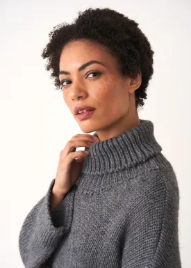 BRIAR CHUNKY ROLL NECK SWEATER - CHARCOAL