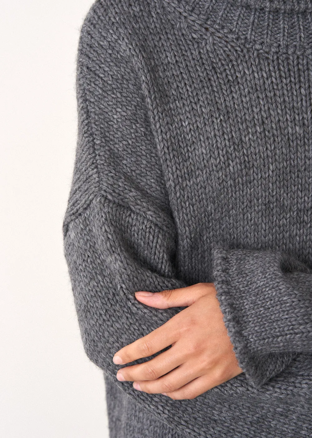 BRIAR CHUNKY ROLL NECK SWEATER - CHARCOAL