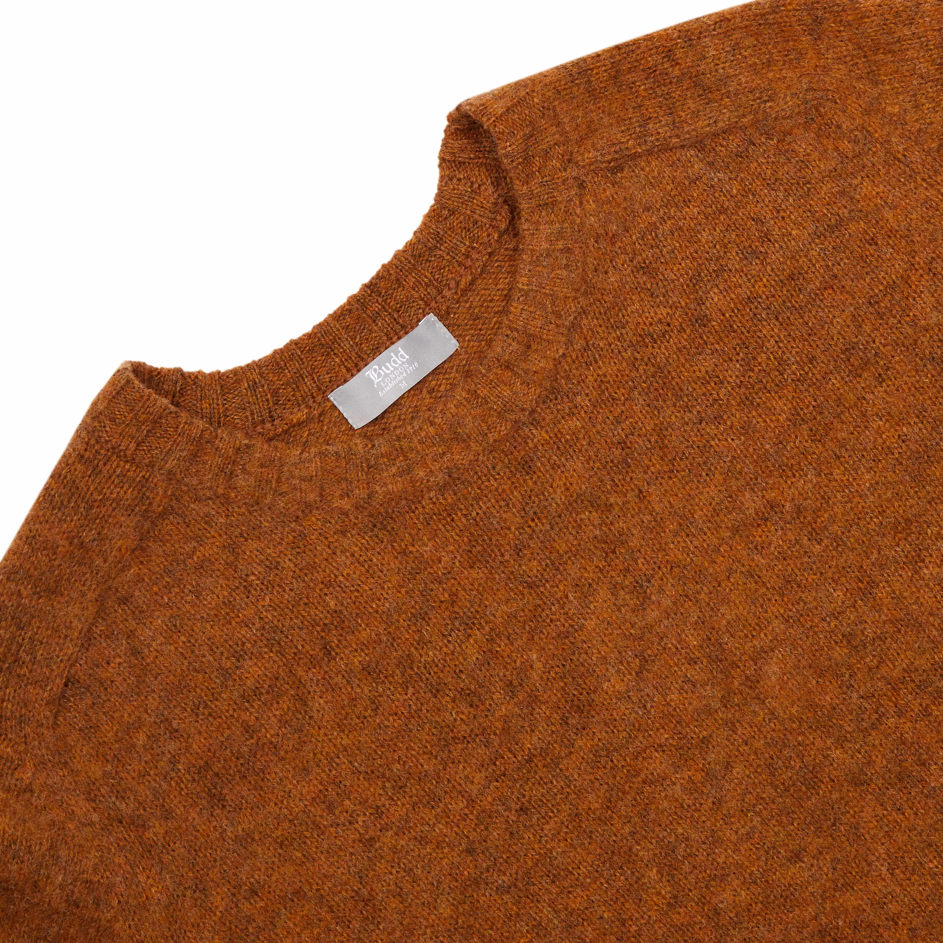 Brushed Shetland Crew Neck in Burnt Orange