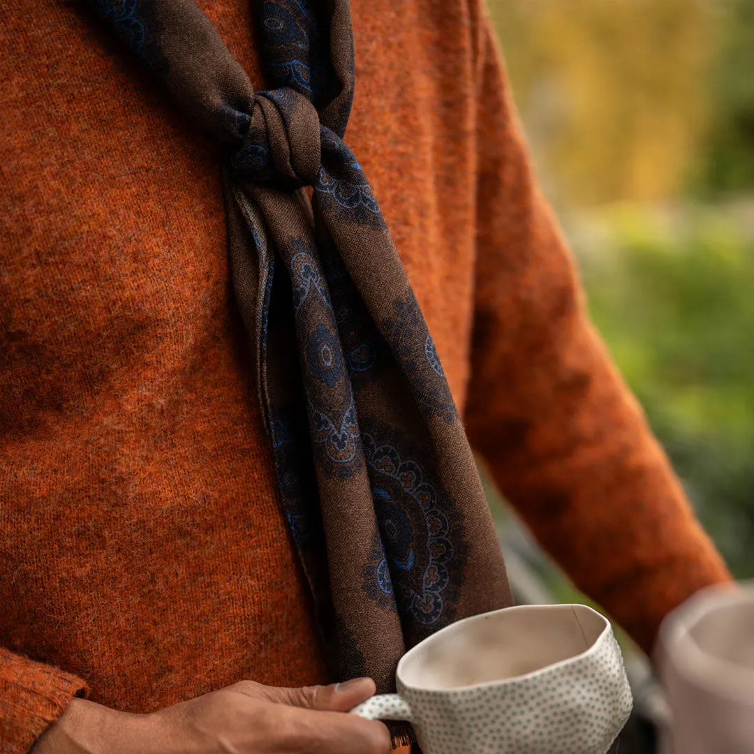 Brushed Shetland Crew Neck in Burnt Orange