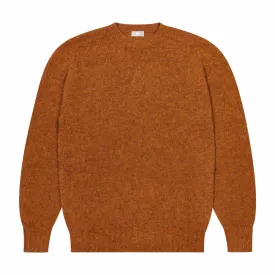 Brushed Shetland Crew Neck in Burnt Orange