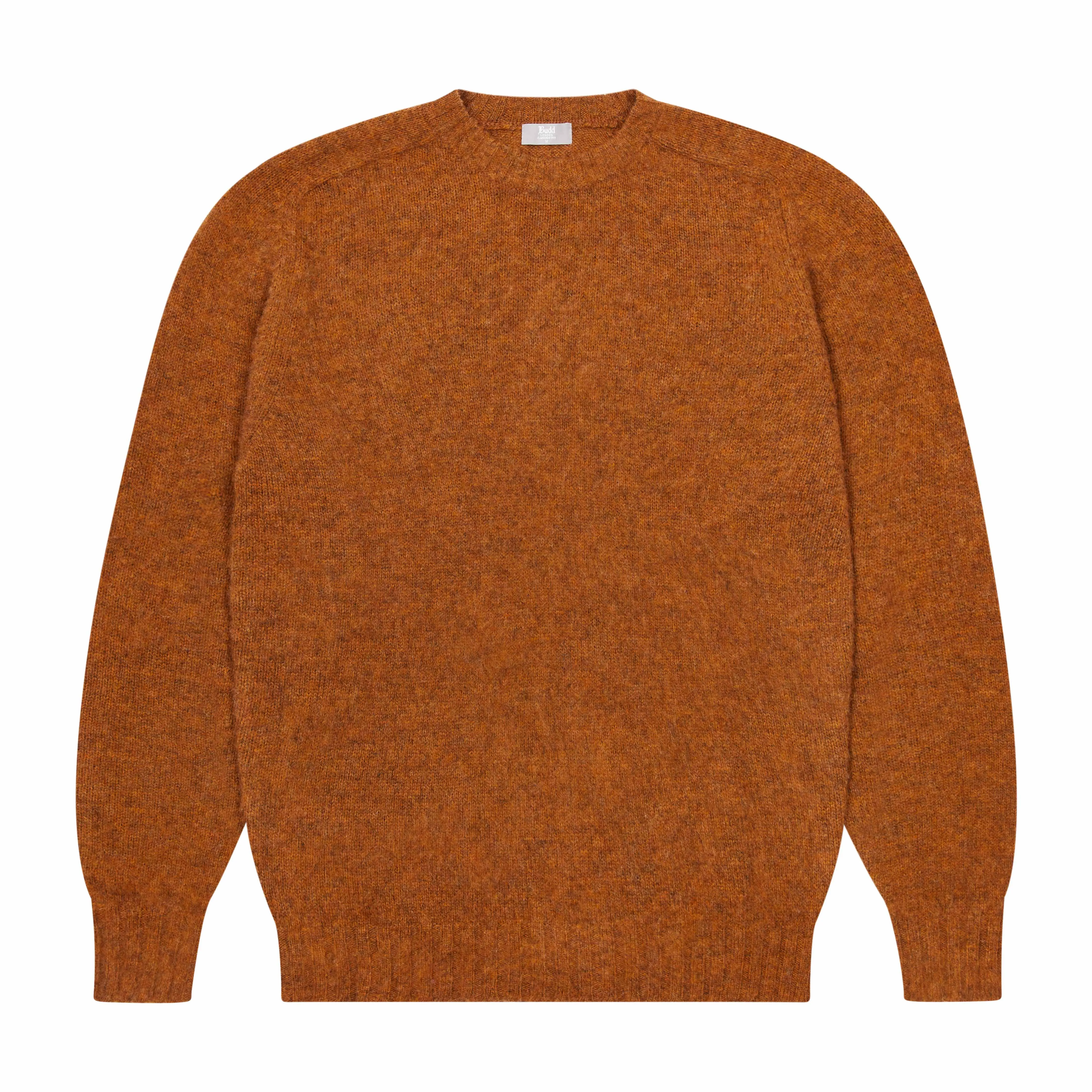 Brushed Shetland Crew Neck in Burnt Orange