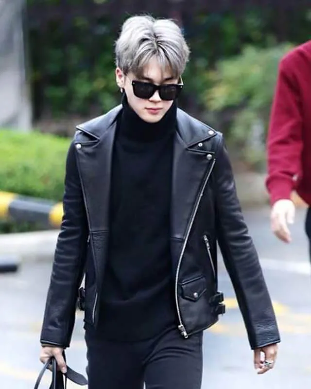 BTS Jimin Black Motorcycle Leather Jacket