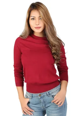 Burgundy Fine Knit Striped Sweater