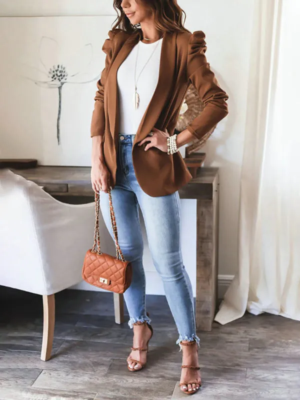 Business Attire Cotton: Puff Sleeve Blazer