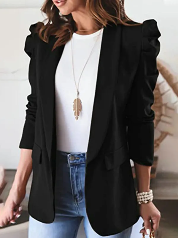 Business Attire Cotton: Puff Sleeve Blazer