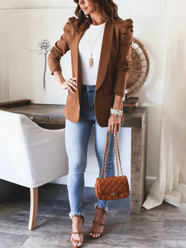 Business Attire Cotton: Puff Sleeve Blazer