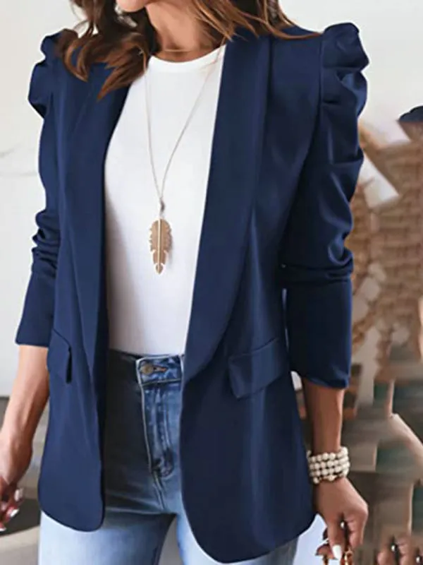 Business Attire Cotton: Puff Sleeve Blazer