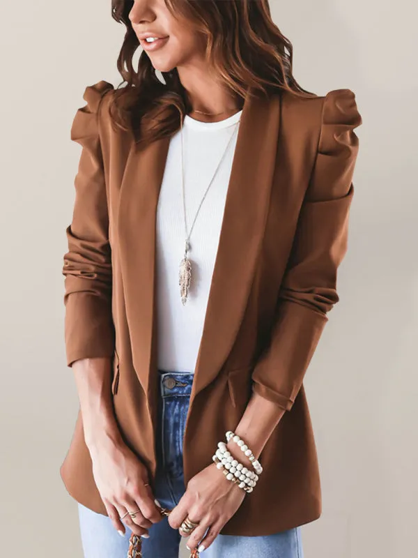 Business Attire Cotton: Puff Sleeve Blazer