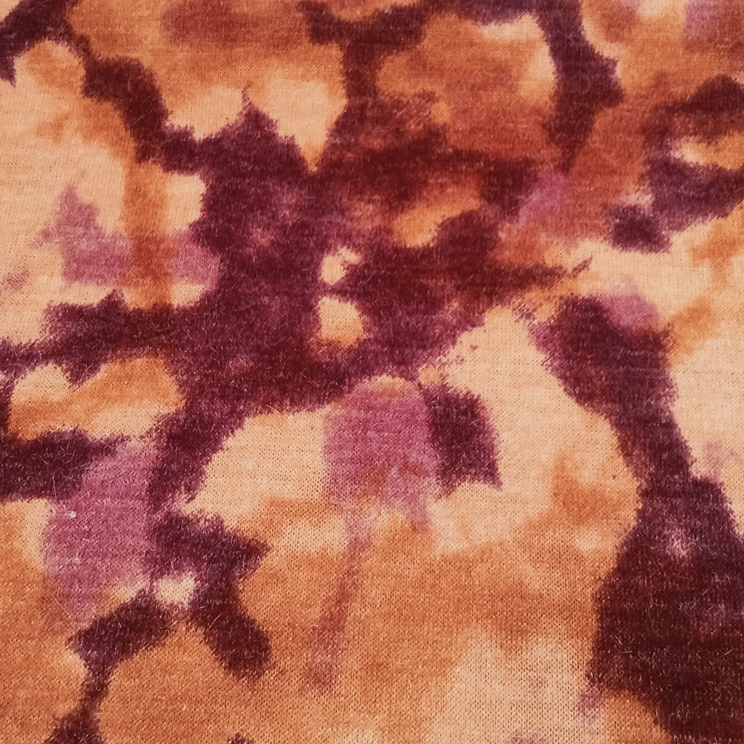 Camoflage inspired mohair knit - orange/red wine - sold by 1/2 mtr