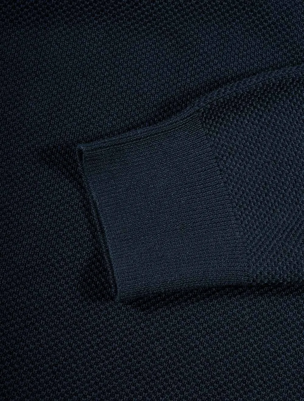 Cotton Piqué Half-Zip Sweater Evening Blue