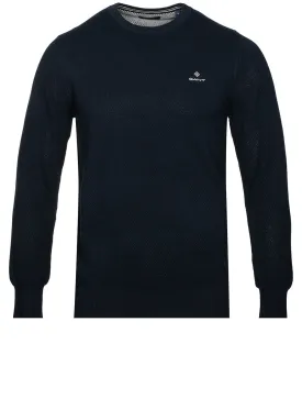 Cotton Pique Crew Neck Evening Blue
