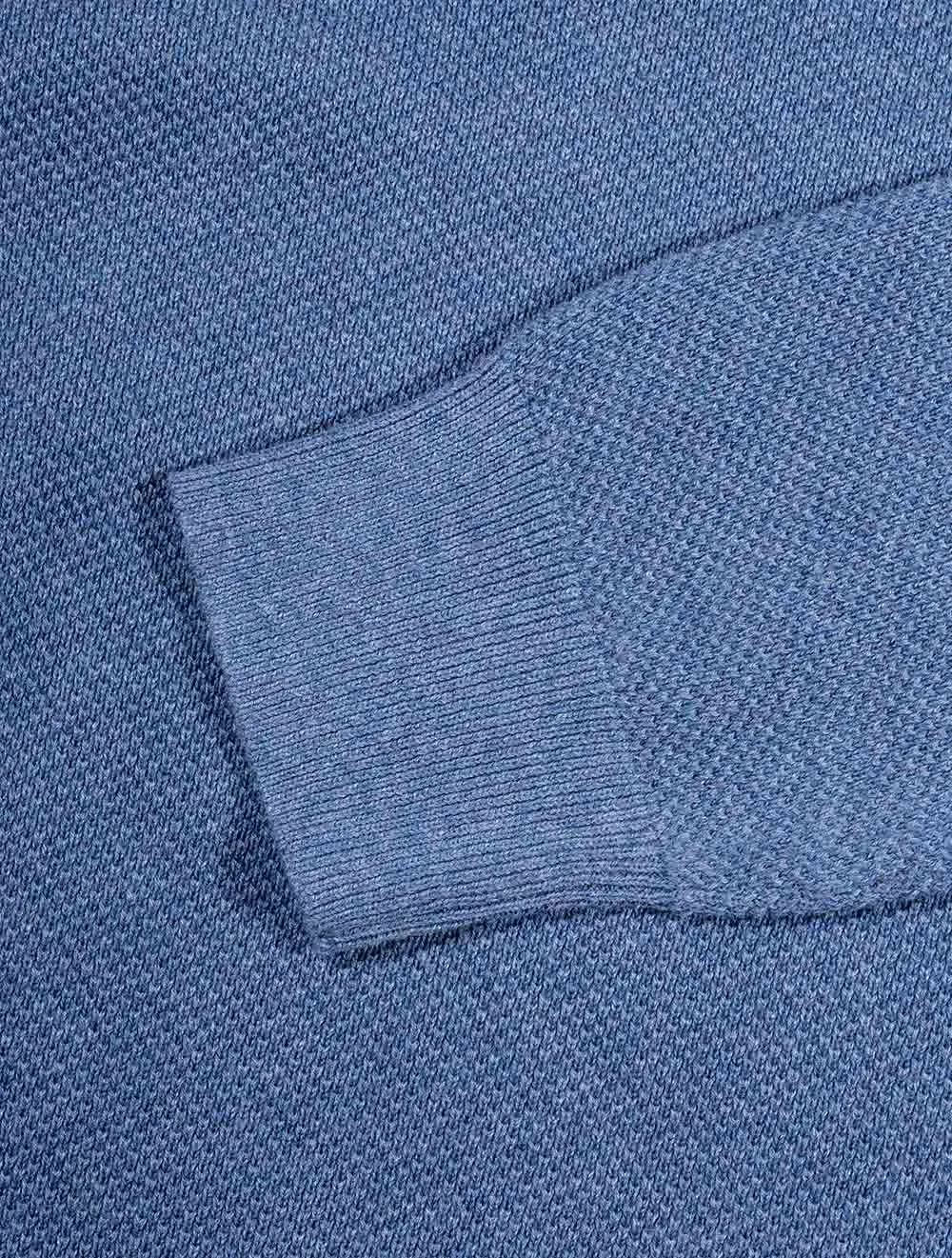 Cotton Pique Crewneck Denim Blue Melange