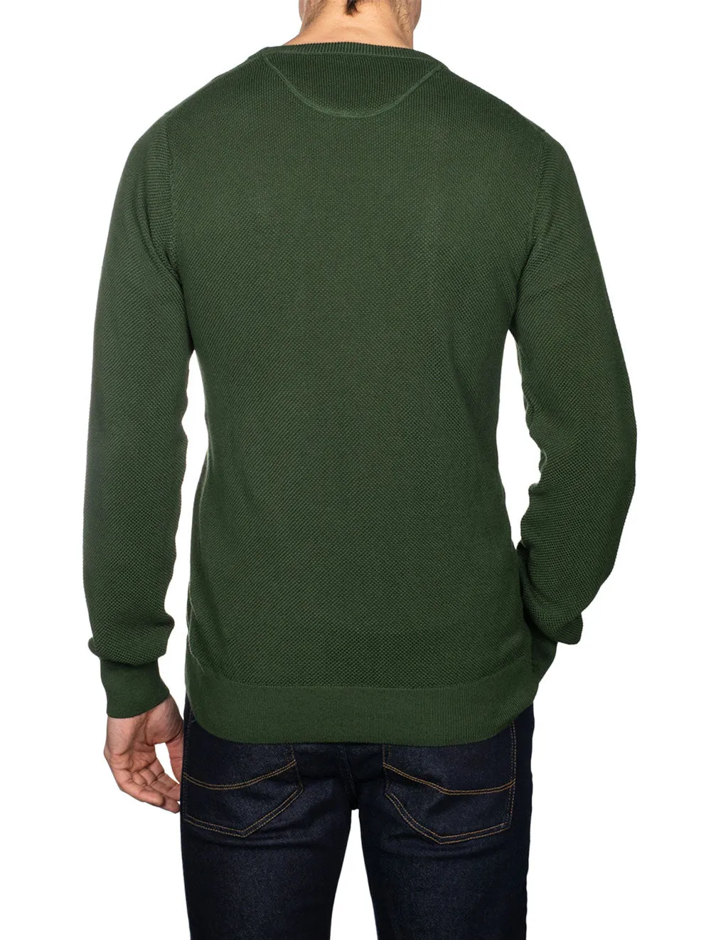 Cotton Pique Crewneck Storm Green