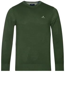 Cotton Pique Crewneck Storm Green