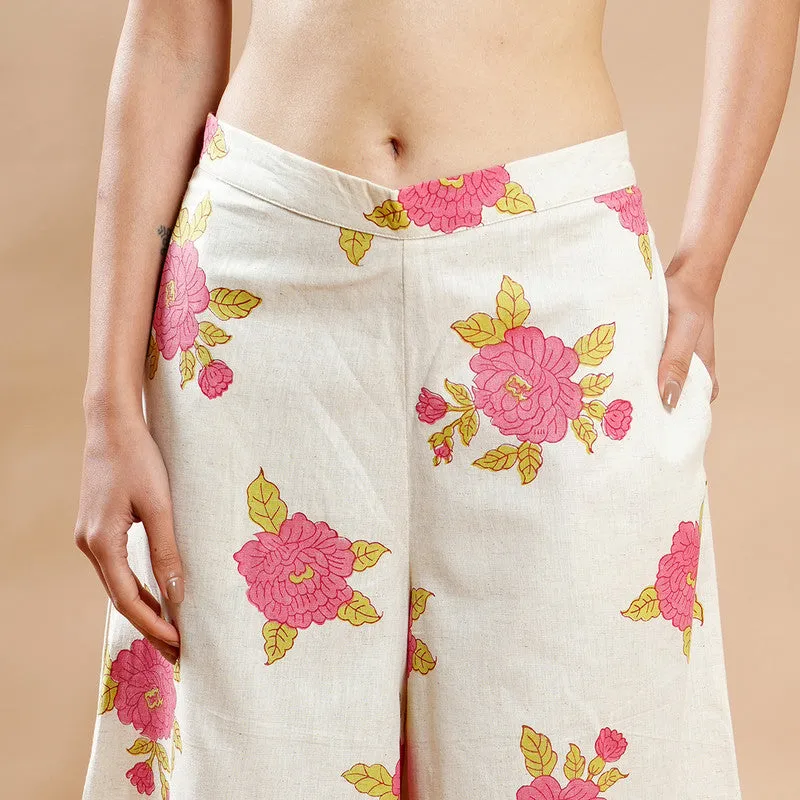 Cotton Printed Palazzo For Women | Floral Block Print | Multicolour