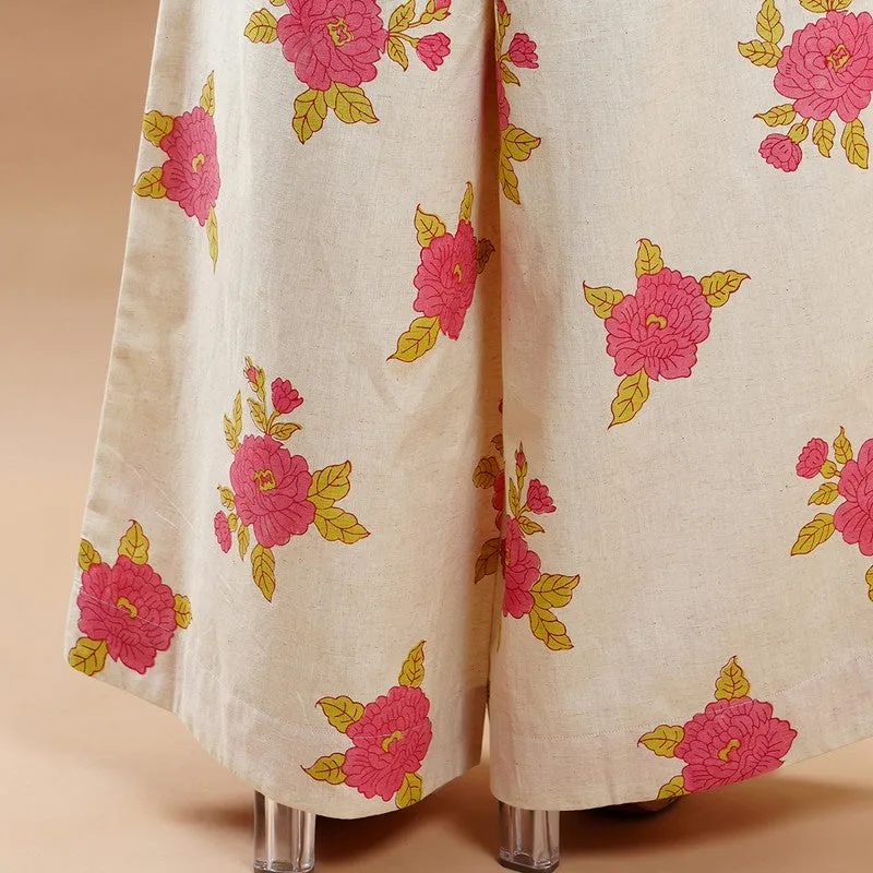 Cotton Printed Palazzo For Women | Floral Block Print | Multicolour