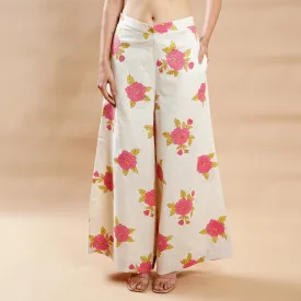 Cotton Printed Palazzo For Women | Floral Block Print | Multicolour