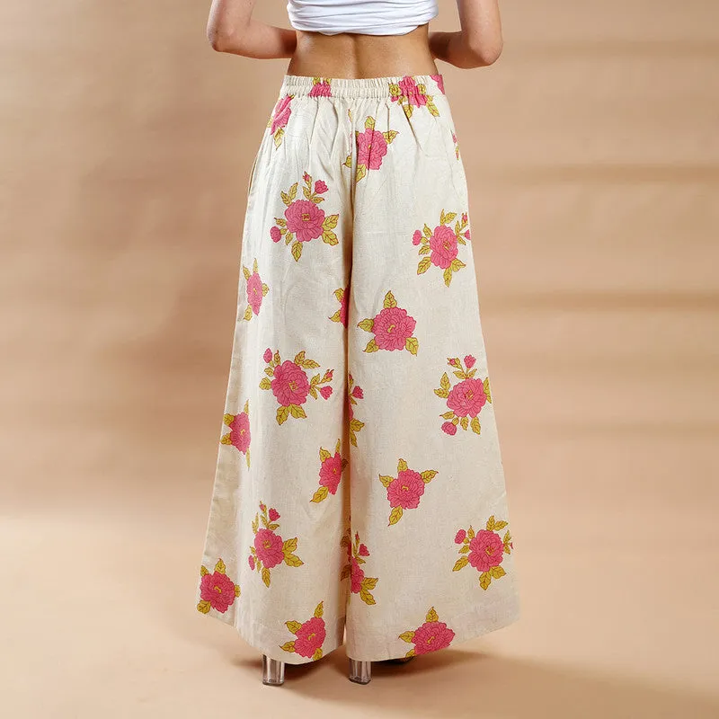 Cotton Printed Palazzo For Women | Floral Block Print | Multicolour