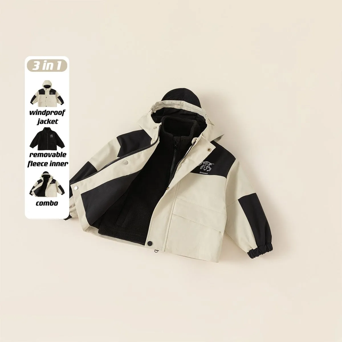 Dinosaur 3-in-1 Fleece Windproof Jacket