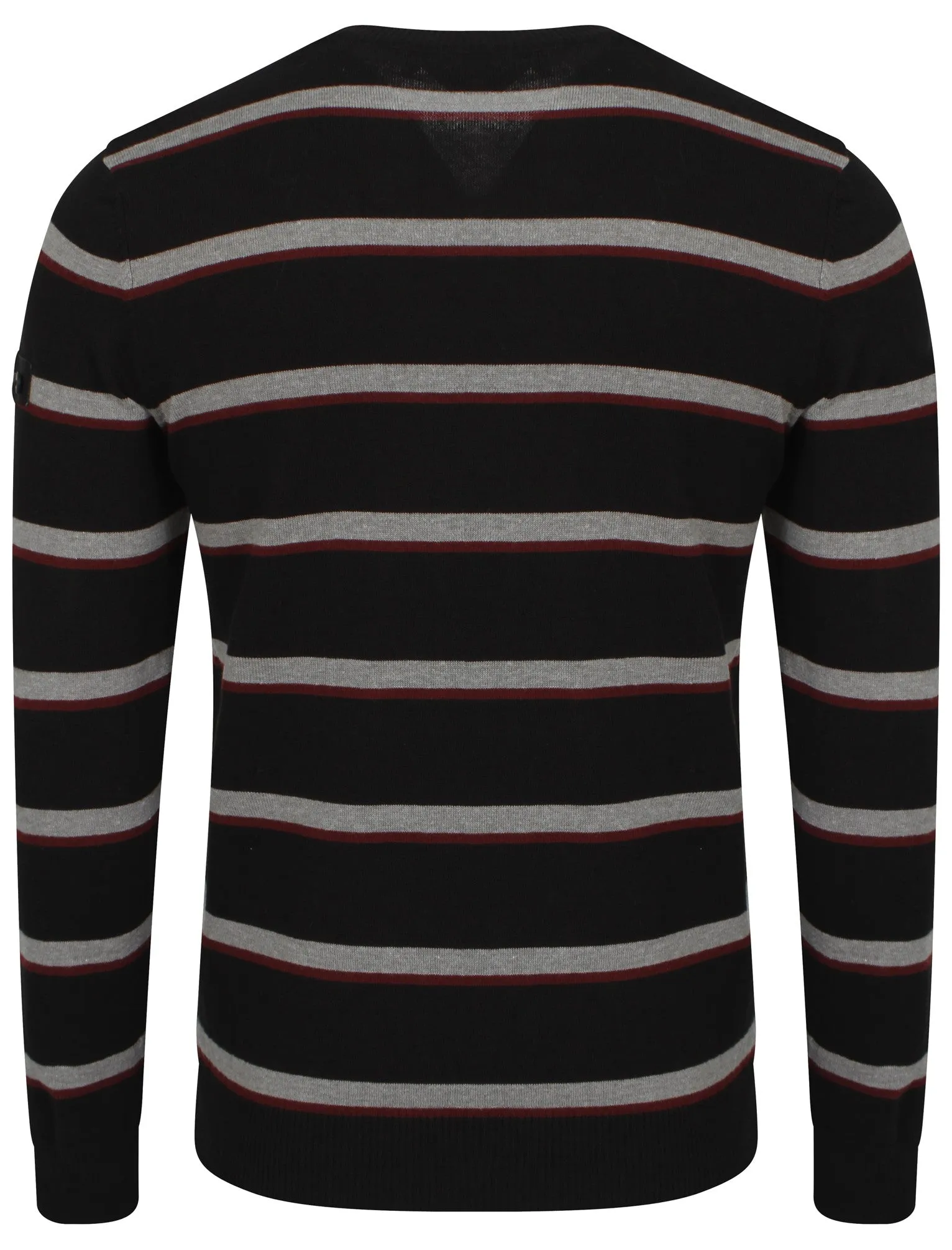 Dissident V-neck stripe jumper with t-shirt insert in black