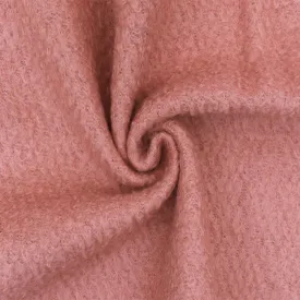 Dusty Pink Textured Boucle Like Wool-Poly Brushed Double Knit Fabric