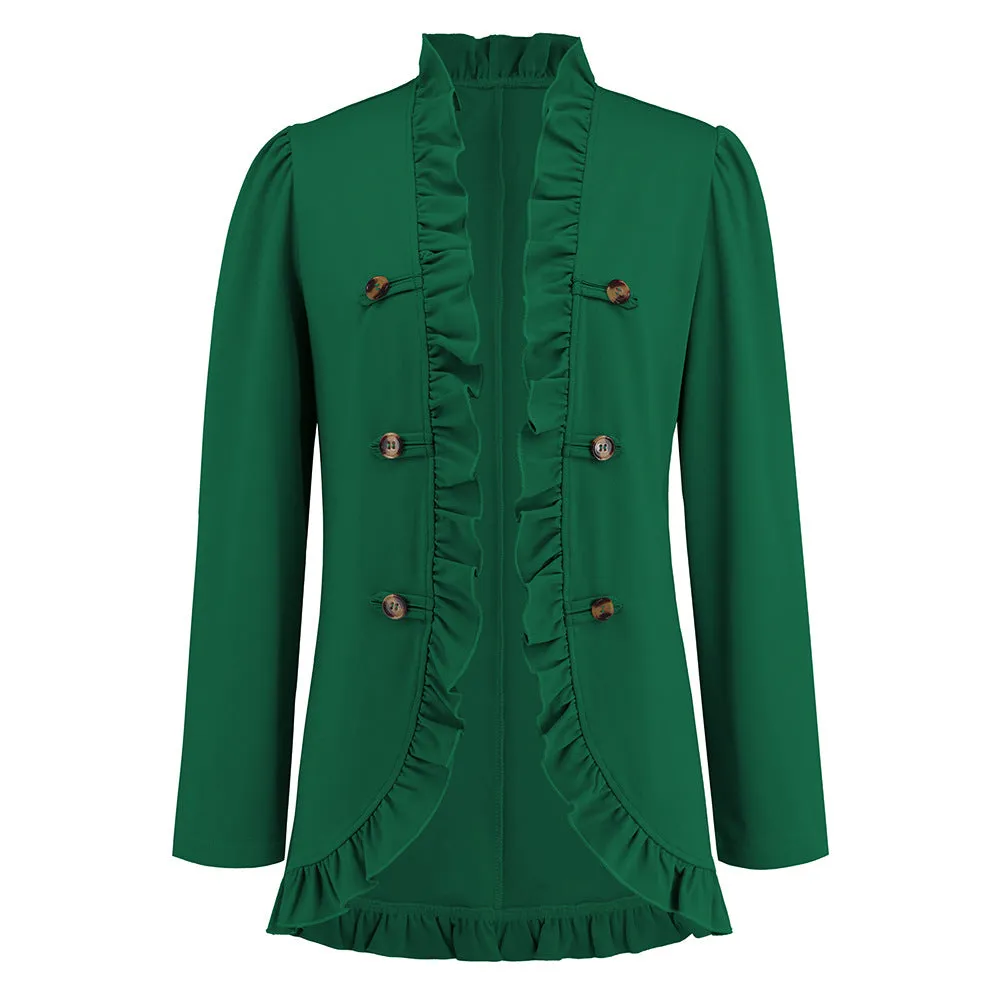 Fashion Ruffled Cardigan Button Jacket