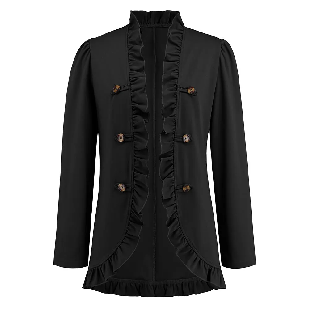 Fashion Ruffled Cardigan Button Jacket