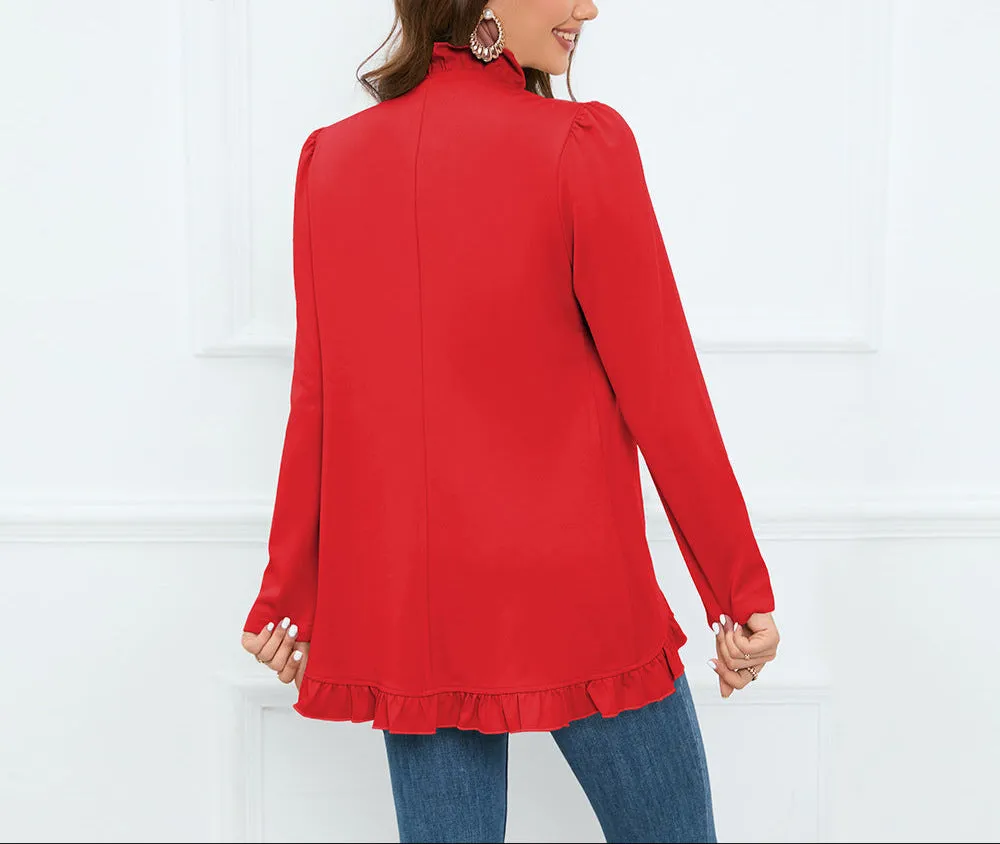 Fashion Ruffled Cardigan Button Jacket