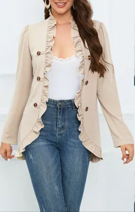 Fashion Ruffled Cardigan Button Jacket