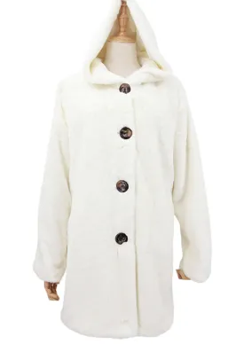 FAUX FUR HOODED JACKET - IVORY