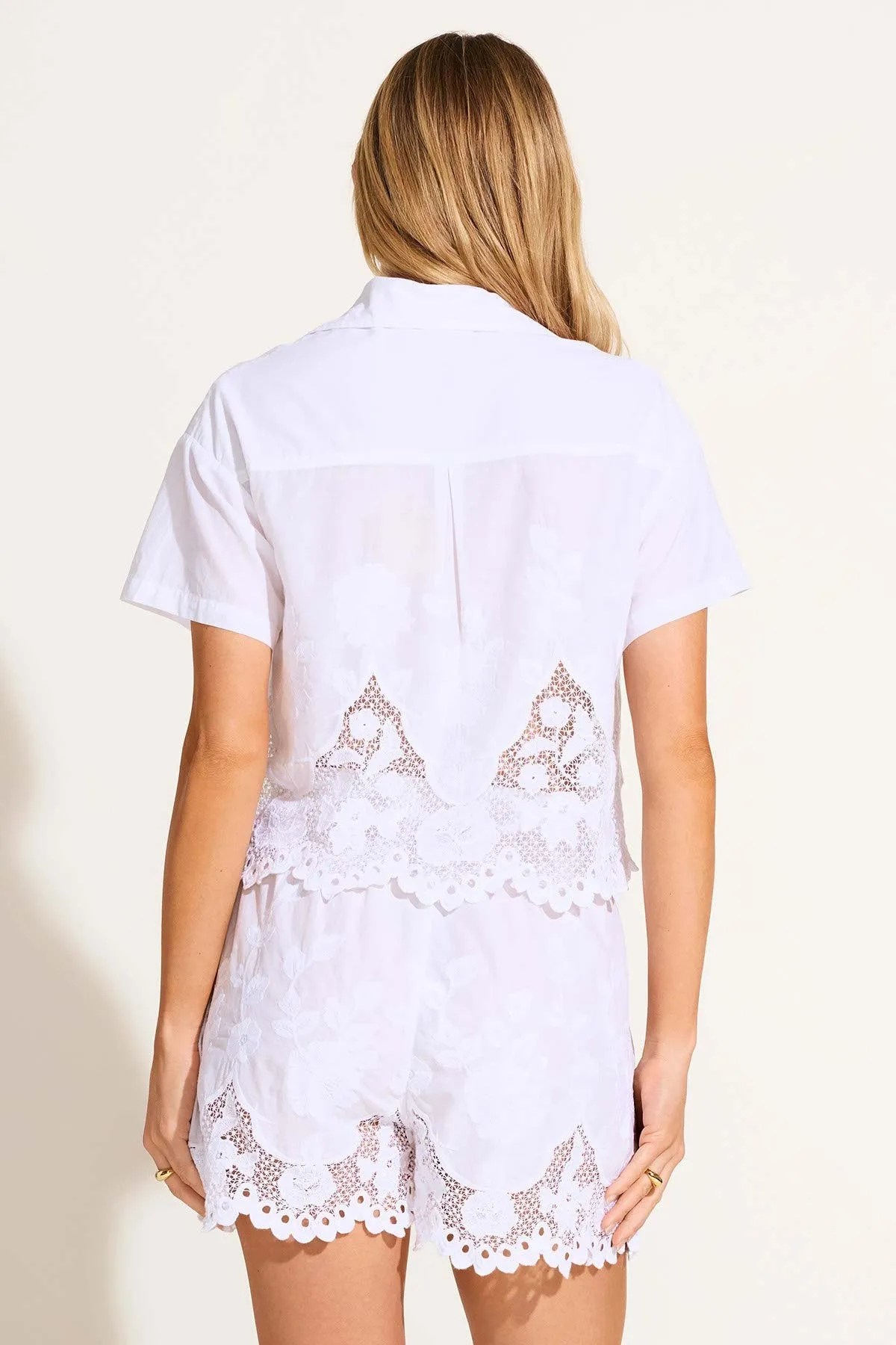 Flora Short - White Beachside Broderie